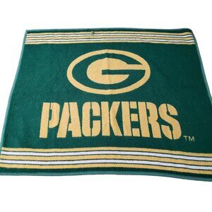 Green Bay Packers NFL Football Biederlack Throw Blanket Green USA Made 46x54
